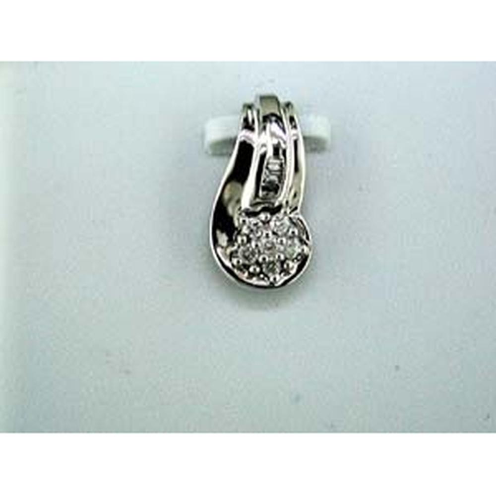 14K White Gold Teardrop Pendant with Prong Set Round Diamond Cluster - 0.14 Carat Total Diamond Weight - Royal Jewelry