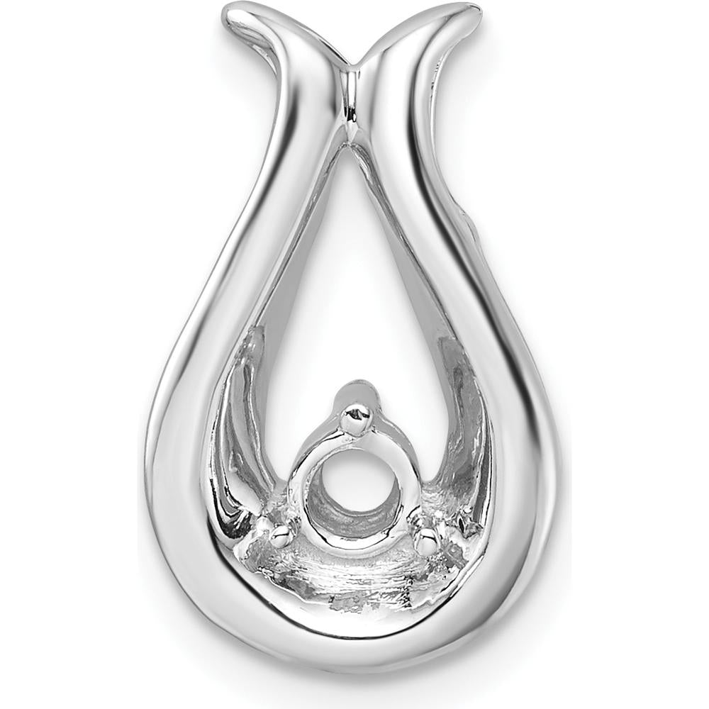 14K White Gold Teardrop-Shape Slide Mounting for 3.4mm Stone - Customizable Pendant by Oro Pregiato