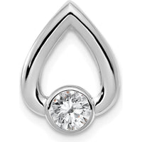 14K White Gold Teardrop Slide Pendant Mounting for 4mm Round Stone - Rhodium Plated by Oro Pregiato