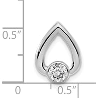 14K White Gold Teardrop Slide Pendant Mounting for 4mm Round Stone - Rhodium Plated by Oro Pregiato