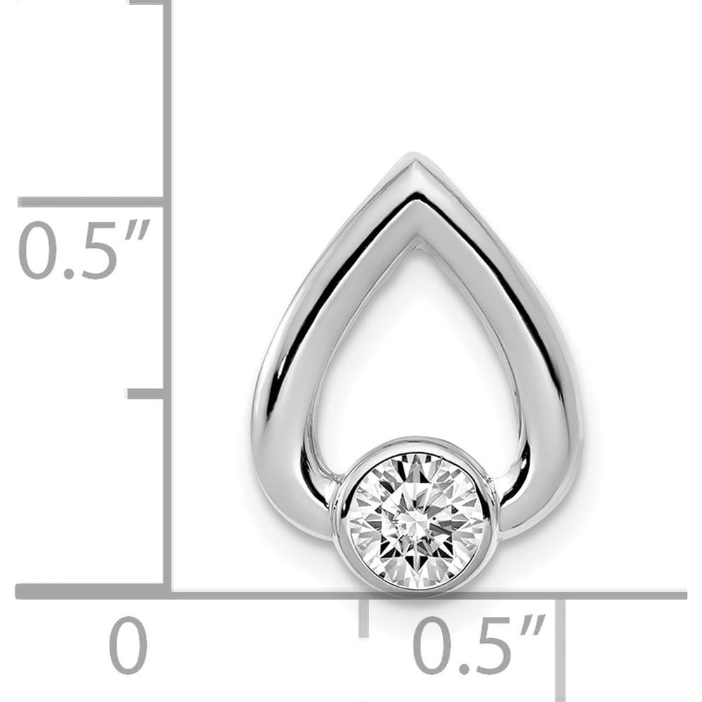 14K White Gold Teardrop Slide Pendant Mounting for 4mm Round Stone - Rhodium Plated by Oro Pregiato