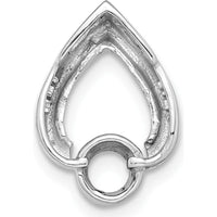 14K White Gold Teardrop Slide Pendant Mounting for 4mm Round Stone - Rhodium Plated by Oro Pregiato