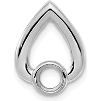 14K White Gold Teardrop Slide Pendant Mounting for 4mm Round Stone - Rhodium Plated by Oro Pregiato