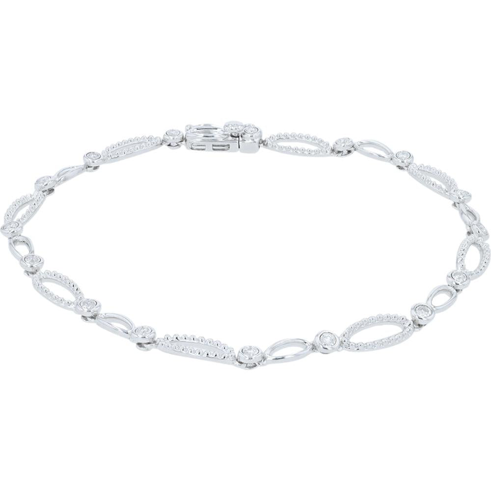 14K White Gold Tennis Bracelet with 0.16 Carats Round Diamonds