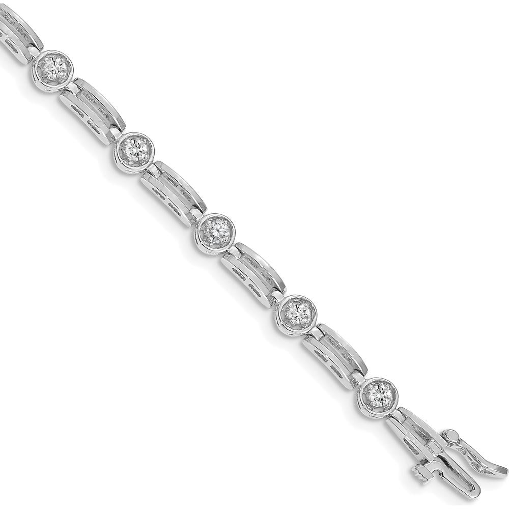 14K White Gold Tennis Bracelet with 11 Round Diamonds - 3/4 Carat Total Diamond Weight by Monteluci Fine Jewelry
