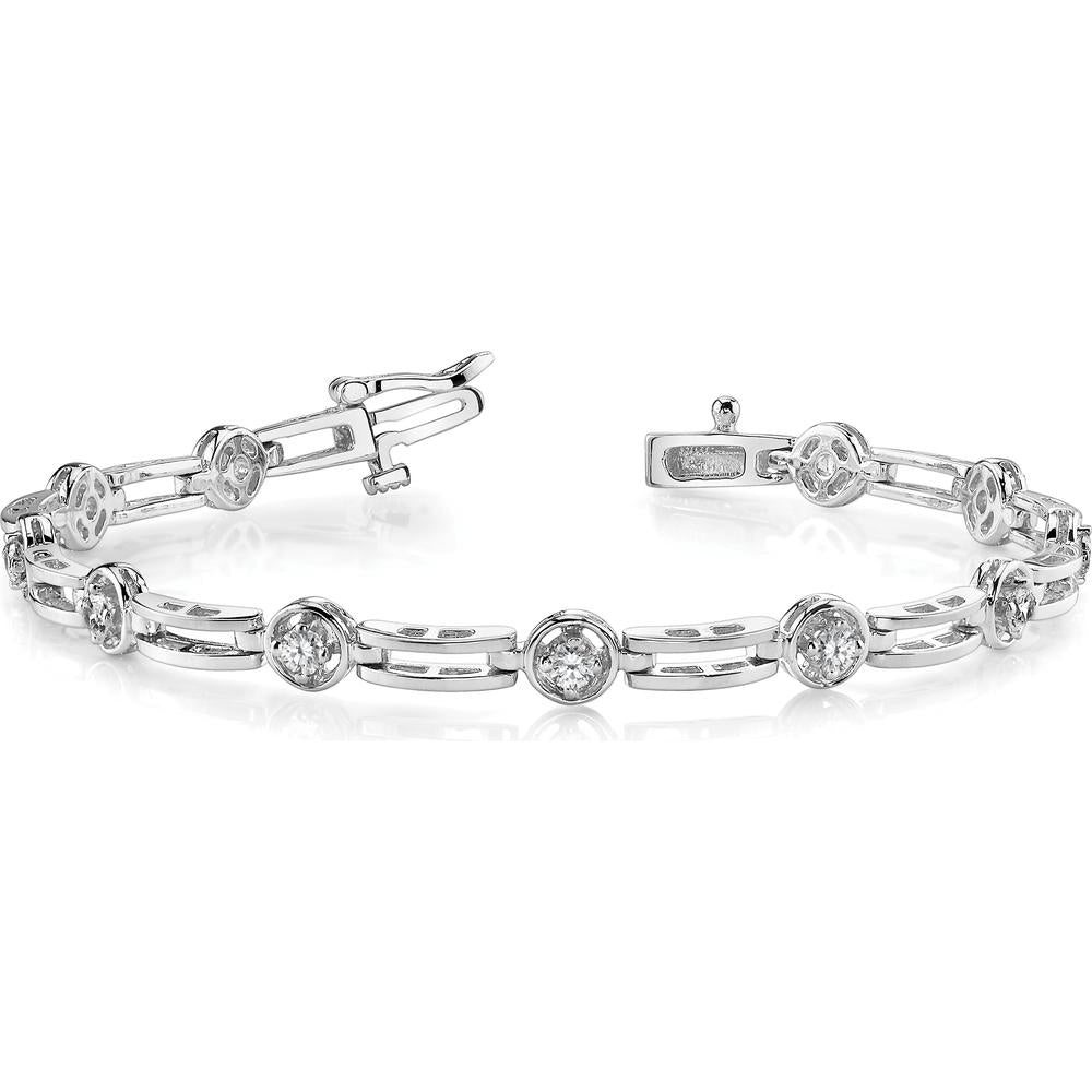 14K White Gold Tennis Bracelet with 11 Round Diamonds - 3/4 Carat Total Diamond Weight by Monteluci Fine Jewelry