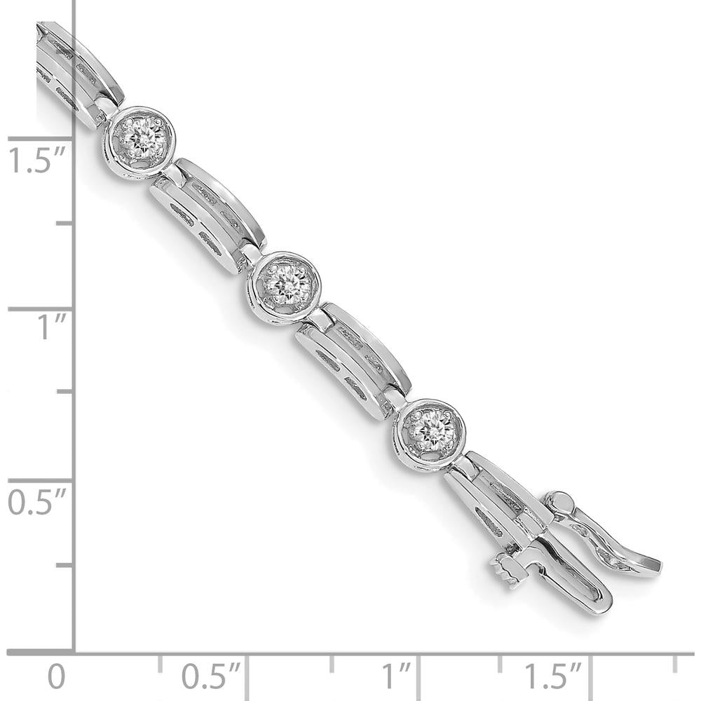 14K White Gold Tennis Bracelet with 11 Round Diamonds - 3/4 Carat Total Diamond Weight by Monteluci Fine Jewelry