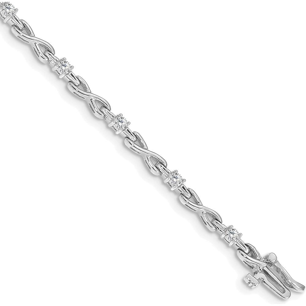 14K White Gold Tennis Bracelet with 11 Round Diamonds in 4-Prong Settings - 1.1 Carat Total Diamond Weight by Monteluci Fine Jewelry