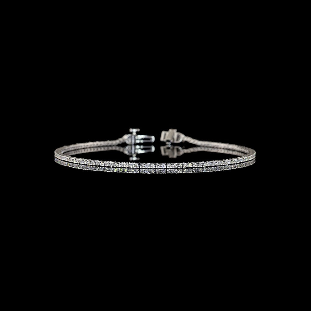 14K White Gold Tennis Bracelet with 122 Prong-Set Round Lab Diamonds - 1.05 Carats Total Diamond Weight - Covaloro Fine Jewelry