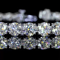 14K White Gold Tennis Bracelet with 15 Carats of Round Brilliant Cut Lab Diamonds - 37 Stones in Prong Setting - Covaloro Fine Jewelry