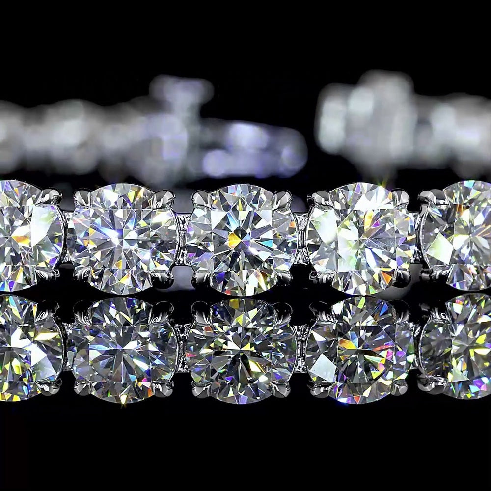 14K White Gold Tennis Bracelet with 15 Carats of Round Brilliant Cut Lab Diamonds - 37 Stones in Prong Setting - Covaloro Fine Jewelry