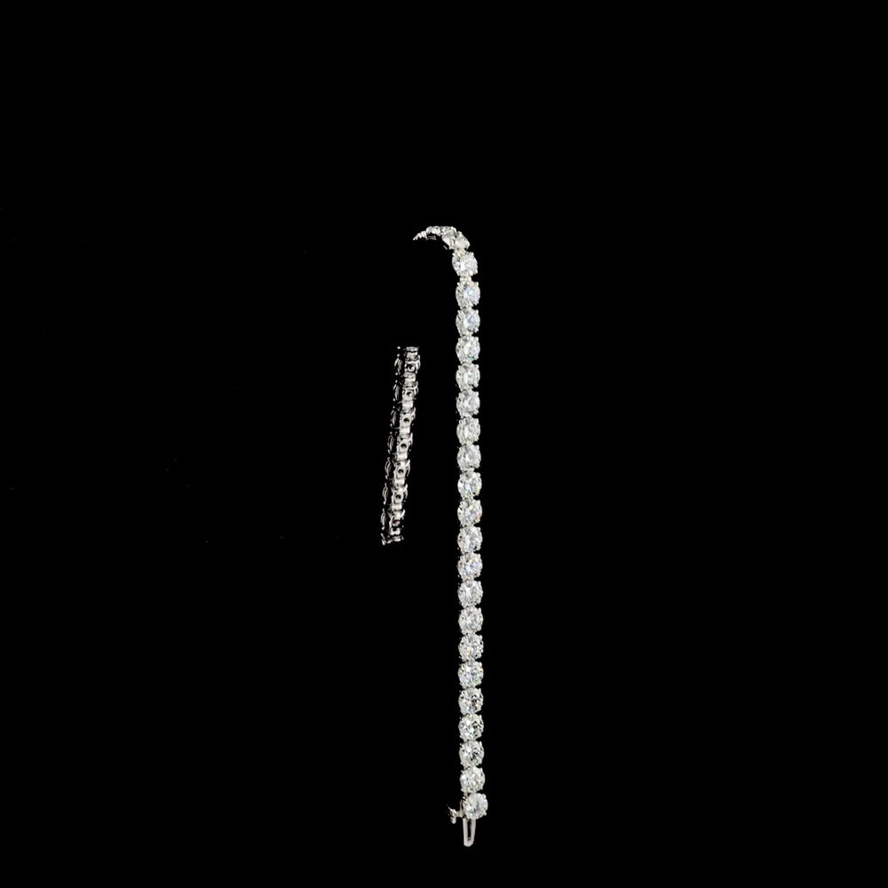 14K White Gold Tennis Bracelet with 15 Carats of Round Brilliant Cut Lab Diamonds - 37 Stones in Prong Setting - Covaloro Fine Jewelry