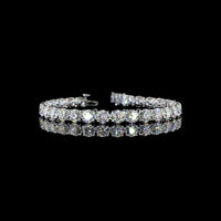 14K White Gold Tennis Bracelet with 19.93 Carats Round Brilliant Cut Lab Diamonds and Marquise Accents - 20.23 Total Carat Weight - Covaloro Fine Jewelry