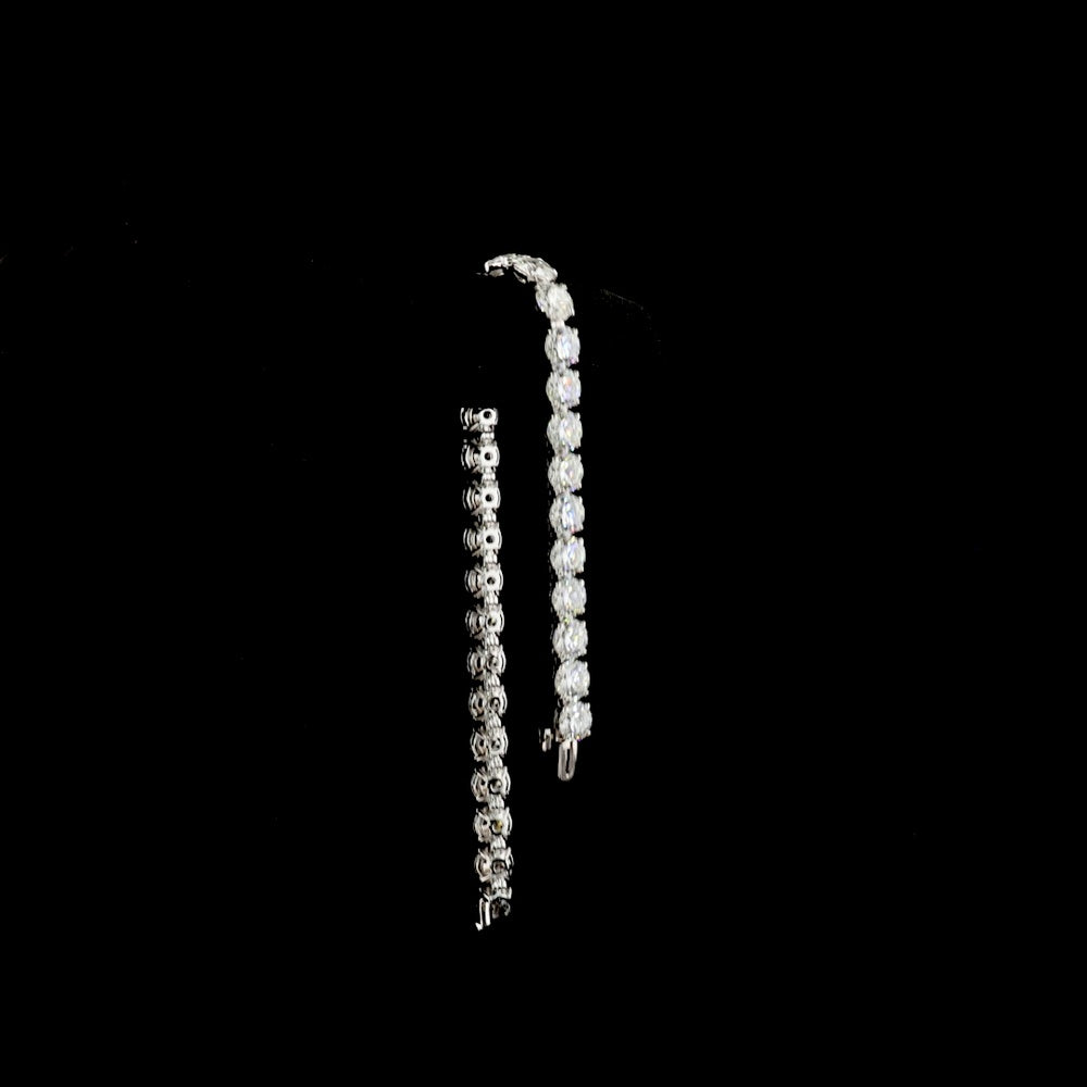 14K White Gold Tennis Bracelet with 19.93 Carats Round Brilliant Cut Lab Diamonds and Marquise Accents - 20.23 Total Carat Weight - Covaloro Fine Jewelry