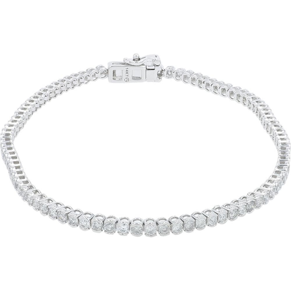 14K White Gold Tennis Bracelet with 2.00 Carat Round Brilliant-Cut Diamonds