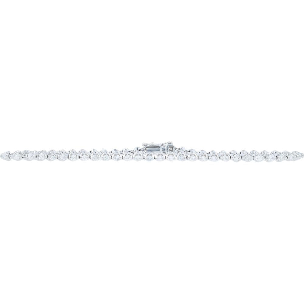 14K White Gold Tennis Bracelet with 2.00 Carats Prong Set Round Diamonds