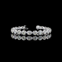 14K White Gold Tennis Bracelet with 23 Bezel-Set Round Lab Diamonds - 20.13 Carat Total Weight, E-F Color, VS Clarity - Covaloro Fine Jewelry
