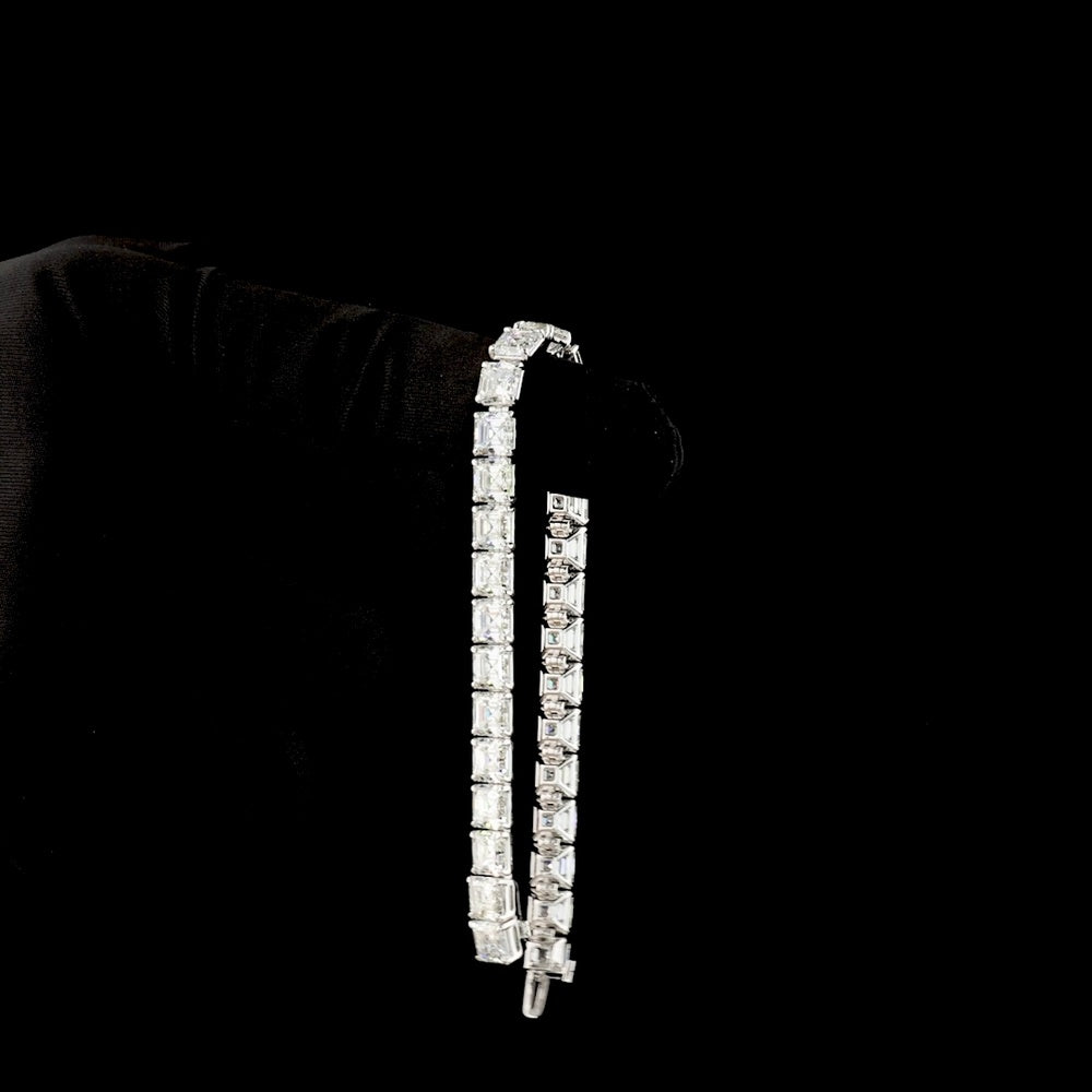 14K White Gold Tennis Bracelet with 28 Asscher Cut Lab Diamonds - 29.56 Carats Total Diamond Weight, E-F Color VS1 Clarity - Covaloro Fine Jewelry