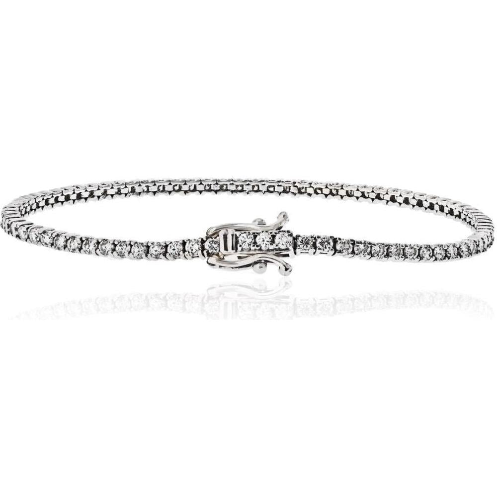 14K White Gold Tennis Bracelet with 3.17ctw Round Brilliant Cut Diamonds - 78 Stones