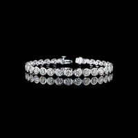 14K White Gold Tennis Bracelet with 31 Bezel-Set Round Lab Diamonds - 9.90 Carat Total Weight, E-F Color, VS Clarity - Covaloro Fine Jewelry