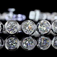 14K White Gold Tennis Bracelet with 31 Bezel-Set Round Lab Diamonds - 9.90 Carat Total Weight, E-F Color, VS Clarity - Covaloro Fine Jewelry