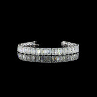 14K White Gold Tennis Bracelet with 31 North-South Emerald Cut Lab Diamonds - 32.04 Carats Total Diamond Weight - Covaloro Fine Jewelry