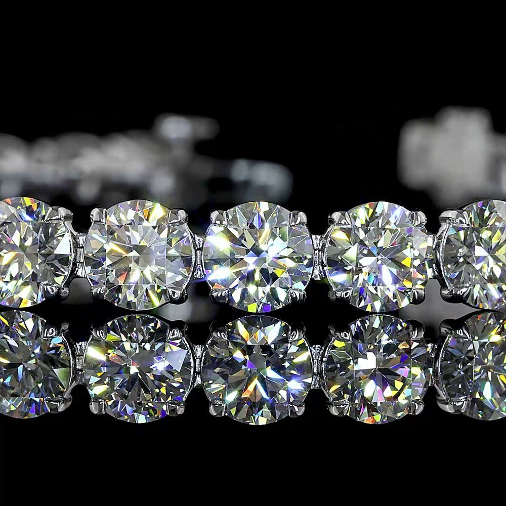 14K White Gold Tennis Bracelet with 31 Prong-Set Round Lab Diamonds - 15.94 Carat Total Weight (E-F Color, VS1 Clarity) - Covaloro Fine Jewelry
