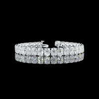 14K White Gold Tennis Bracelet with 32 Cushion Brilliant Cut Lab Diamonds - 33.19 Carat Total Weight, E-F Color VVS2 Clarity - Covaloro Fine Jewelry