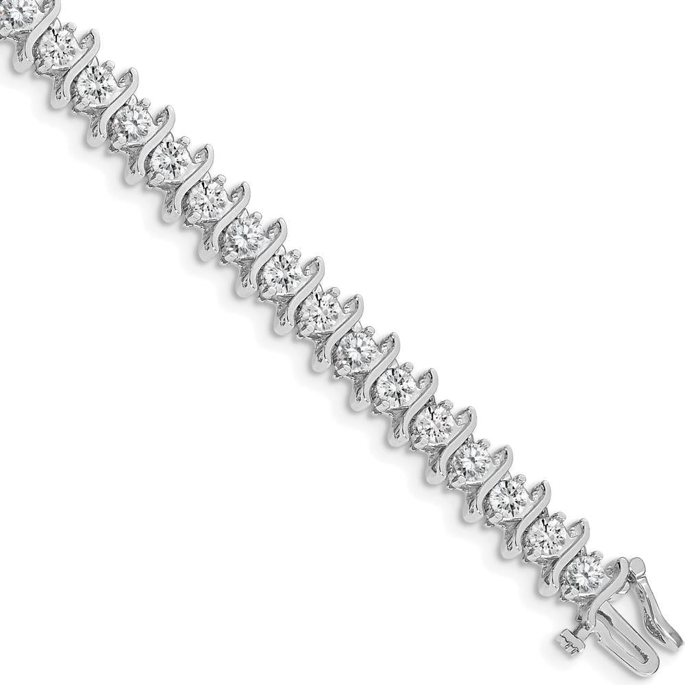 14K White Gold Tennis Bracelet with 33 Round Diamonds - 7.19 Carat Total Diamond Weight by Oro Pregiato