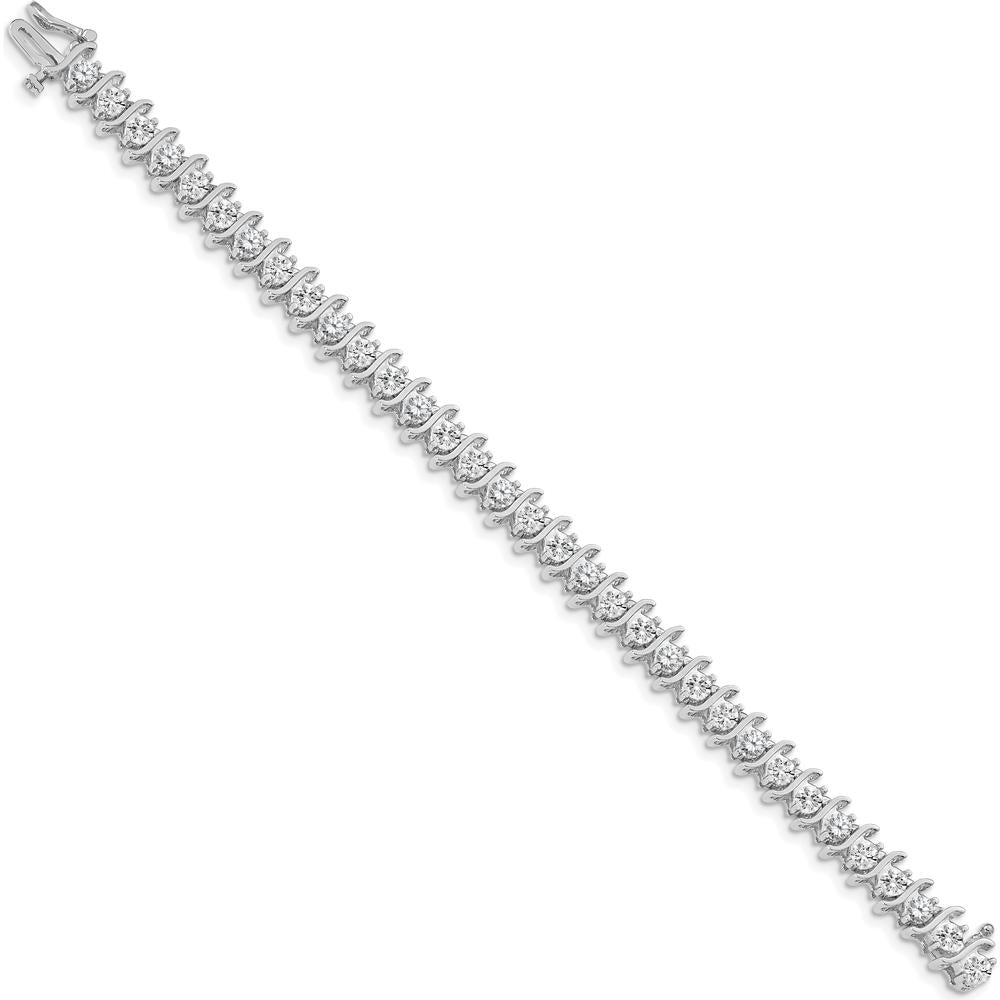 14K White Gold Tennis Bracelet with 33 Round Diamonds - 7.19 Carat Total Diamond Weight by Oro Pregiato