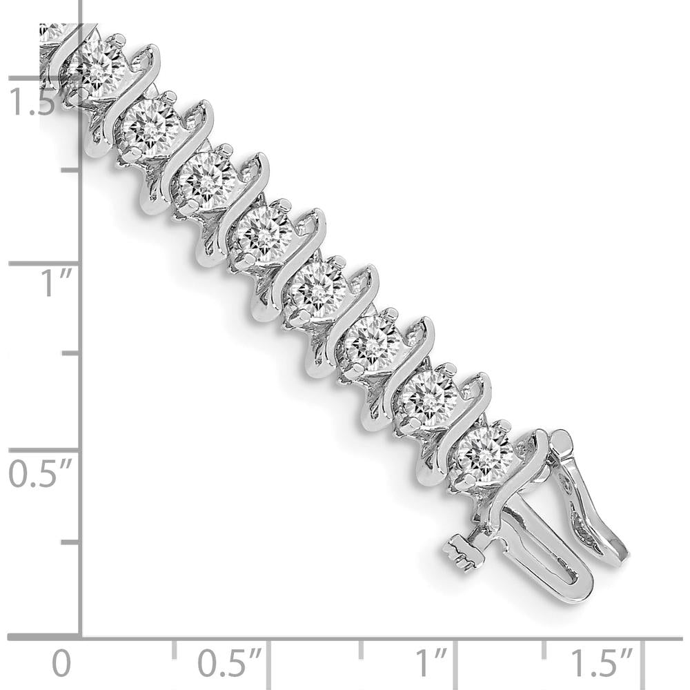 14K White Gold Tennis Bracelet with 33 Round Diamonds - 7.19 Carat Total Diamond Weight by Oro Pregiato