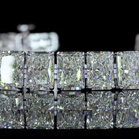 14K White Gold Tennis Bracelet with 34 Radiant Cut Lab Diamonds - 26.41 Carats Total Diamond Weight, E-F Color VS1 Clarity - Covaloro Fine Jewelry