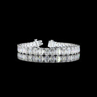 14K White Gold Tennis Bracelet with 34 Radiant Modified Cut Lab Diamonds - E-F VS1 Clarity, 35.67 Carat Total Diamond Weight - Covaloro Fine Jewelry