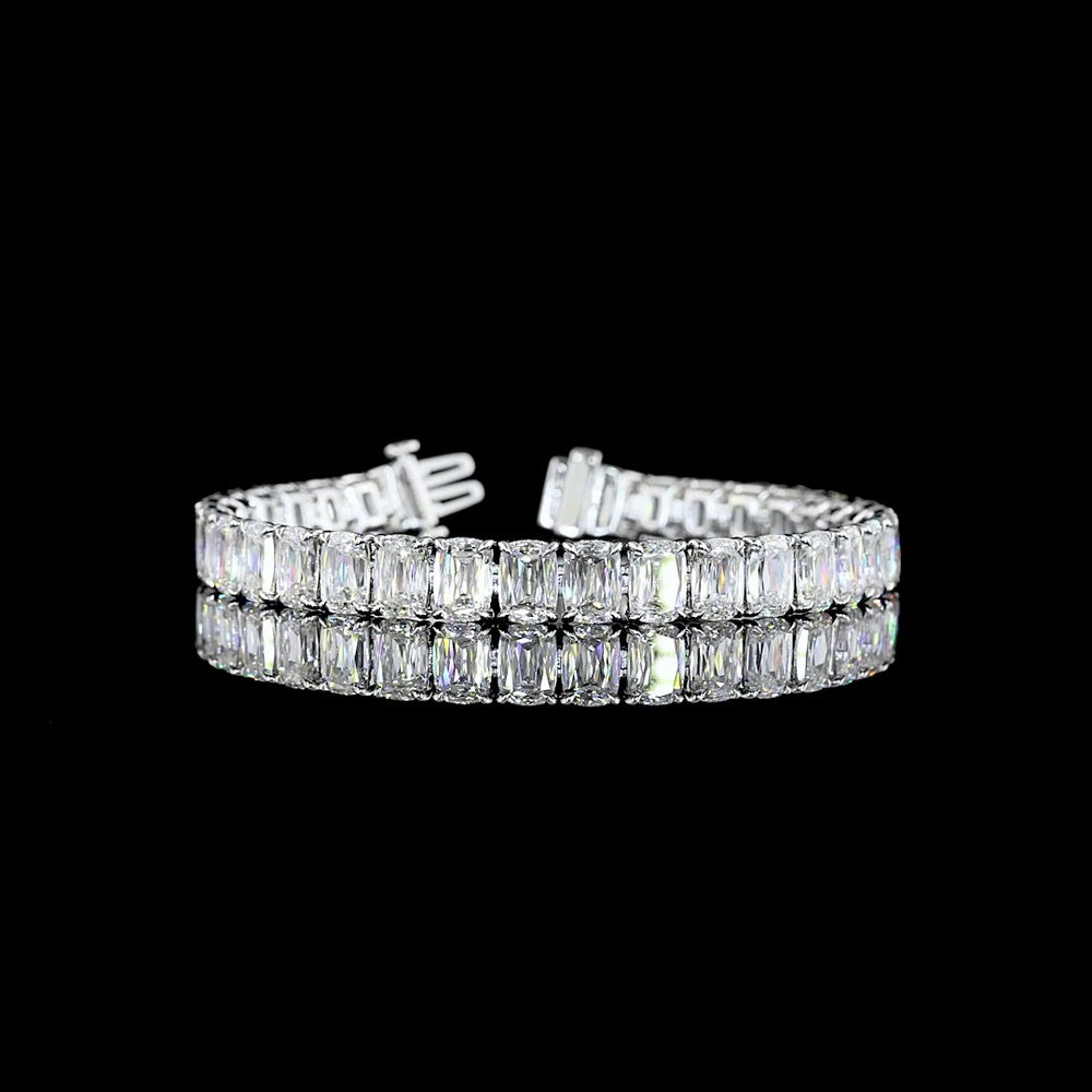 14K White Gold Tennis Bracelet with 34 Radiant Modified Cut Lab Diamonds - E-F VS1 Clarity, 35.67 Carat Total Diamond Weight - Covaloro Fine Jewelry