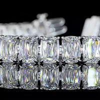 14K White Gold Tennis Bracelet with 34 Radiant Modified Cut Lab Diamonds - E-F VS1 Clarity, 35.67 Carat Total Diamond Weight - Covaloro Fine Jewelry
