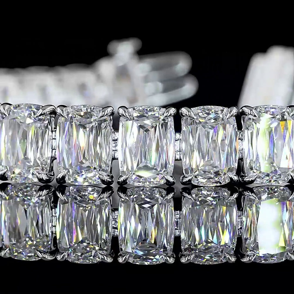 14K White Gold Tennis Bracelet with 34 Radiant Modified Cut Lab Diamonds - E-F VS1 Clarity, 35.67 Carat Total Diamond Weight - Covaloro Fine Jewelry