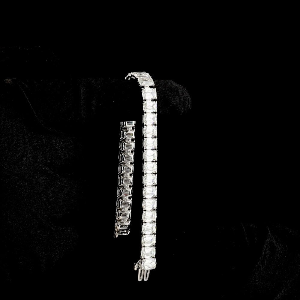 14K White Gold Tennis Bracelet with 34 Radiant Modified Cut Lab Diamonds - E-F VS1 Clarity, 35.67 Carat Total Diamond Weight - Covaloro Fine Jewelry