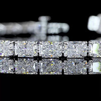 14K White Gold Tennis Bracelet with 35 East-West Radiant Cut Lab Diamonds - 11.24 Carats Total Carat Weight, E-F Color VS1 Clarity - Covaloro Fine Jewelry