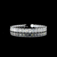 14K White Gold Tennis Bracelet with 35 Emerald Cut Lab Diamonds - E-F VS1 Clarity, 35.64 Total Carat Weight - Covaloro Fine Jewelry
