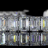 14K White Gold Tennis Bracelet with 35 Emerald Cut Lab Diamonds - E-F VS1 Clarity, 35.64 Total Carat Weight - Covaloro Fine Jewelry