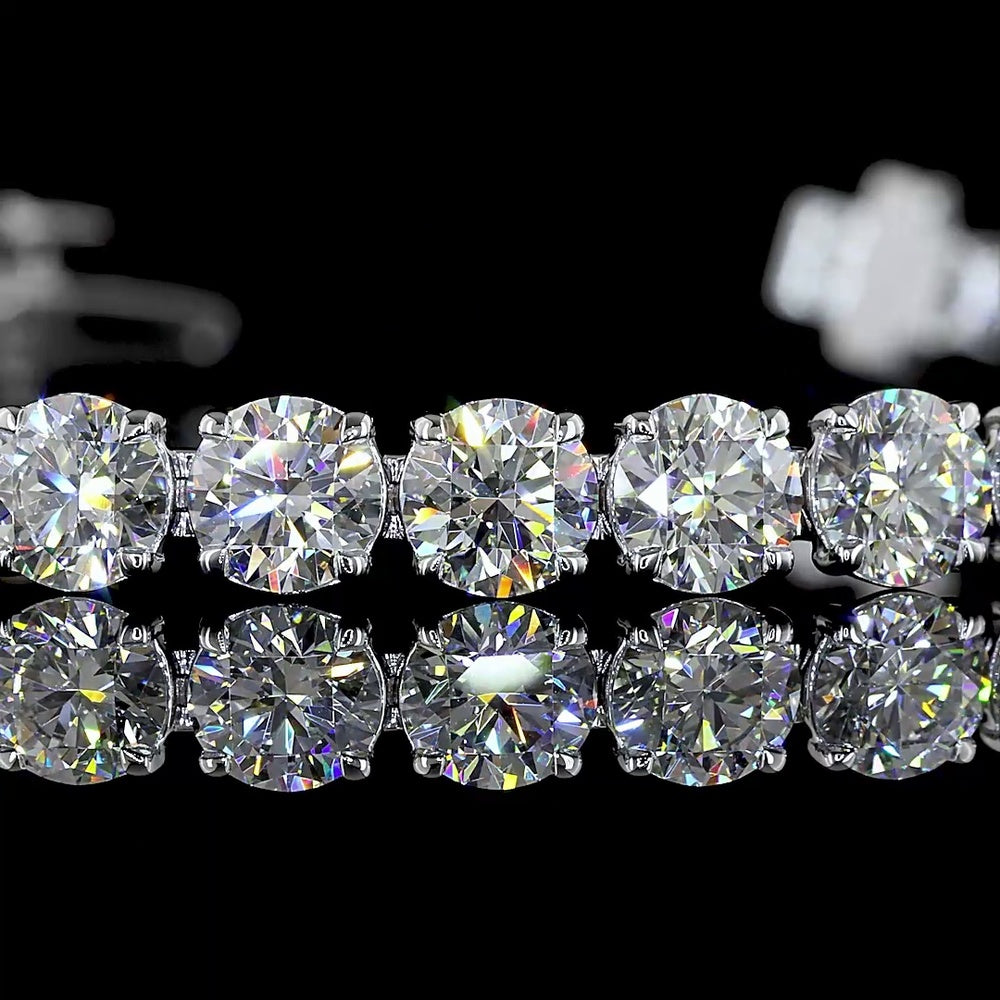 14K White Gold Tennis Bracelet with 36 Round Brilliant Cut Lab Diamonds - 11.98 Carat Total Weight E-F Color VS Clarity - Covaloro Fine Jewelry