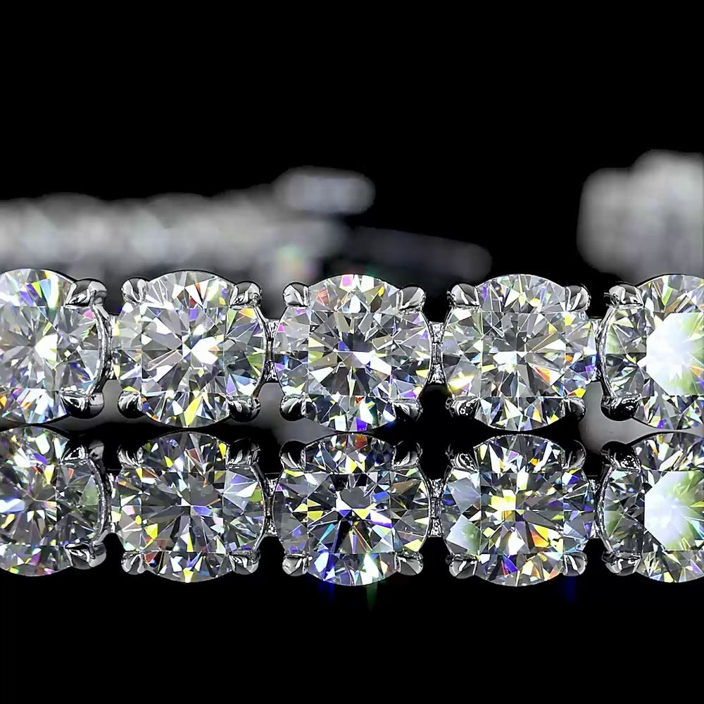 14K White Gold Tennis Bracelet with 36 Round Brilliant Cut Lab Diamonds - 15.62 Carat Total Weight, E-F Color, VS1 Clarity - Covaloro Fine Jewelry