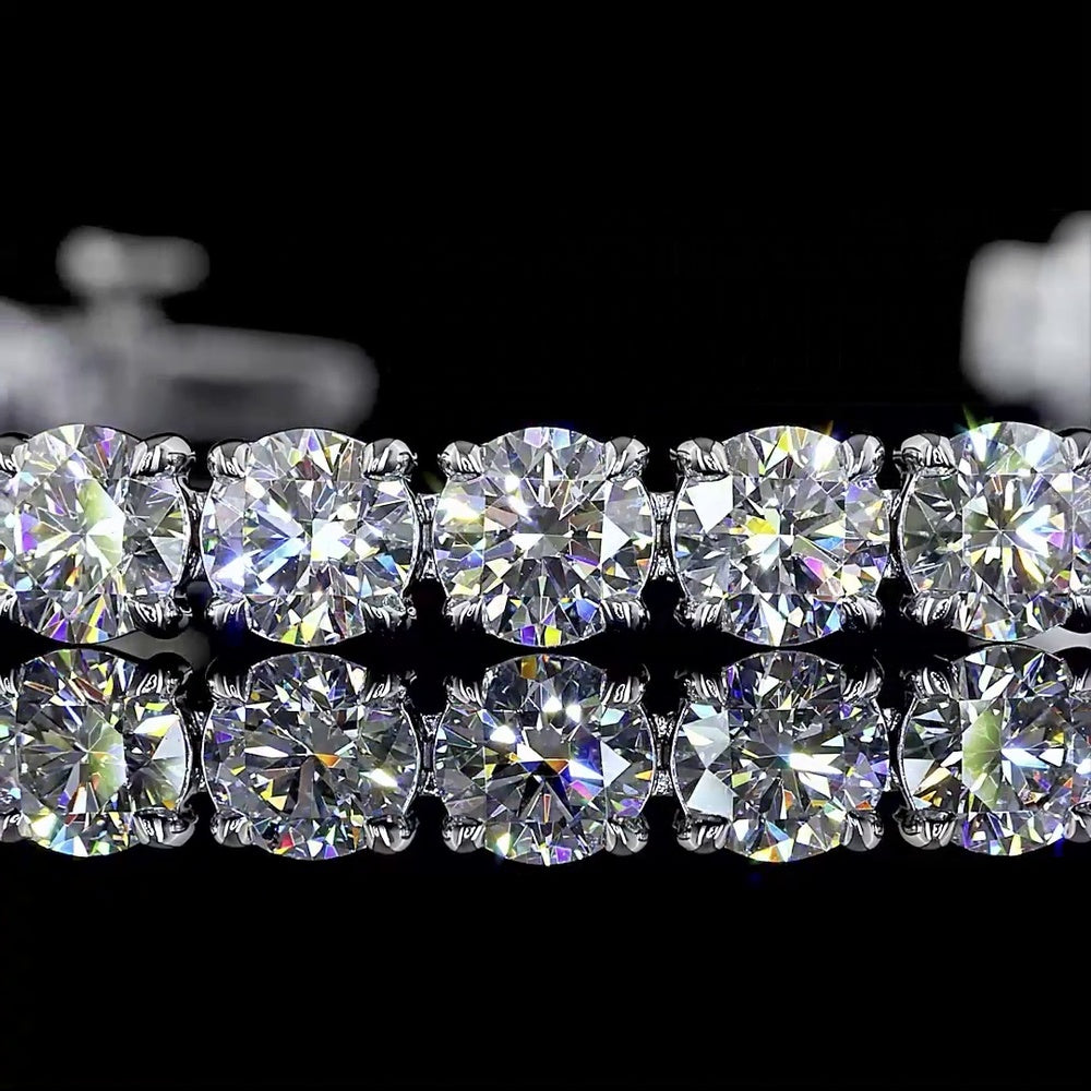 14K White Gold Tennis Bracelet with 37 Brilliant Cut Round Lab Diamonds - 10.98 Carat Total Weight (E-F Color, VS Clarity) - Covaloro Fine Jewelry