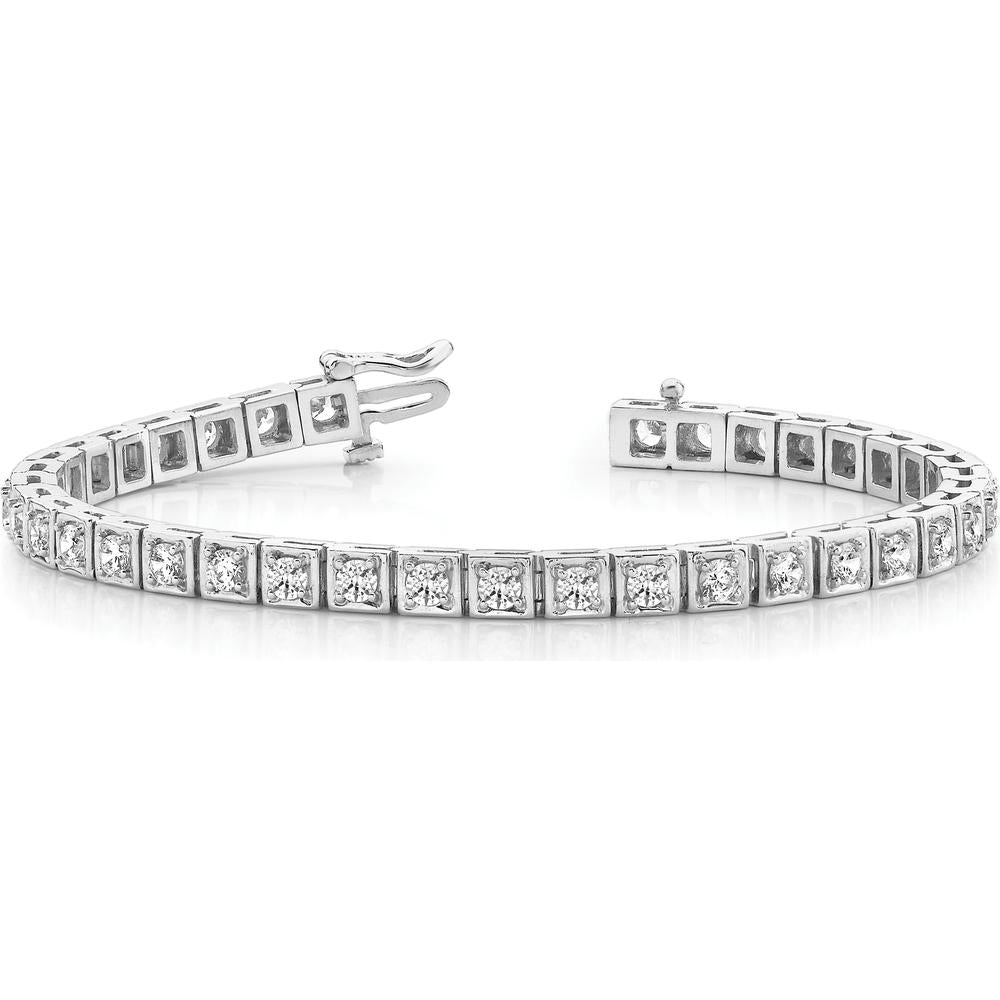 14K White Gold Tennis Bracelet with 37 Round Diamonds - 3.75 Carat Total Diamond Weight by Monteluci Fine Jewelry