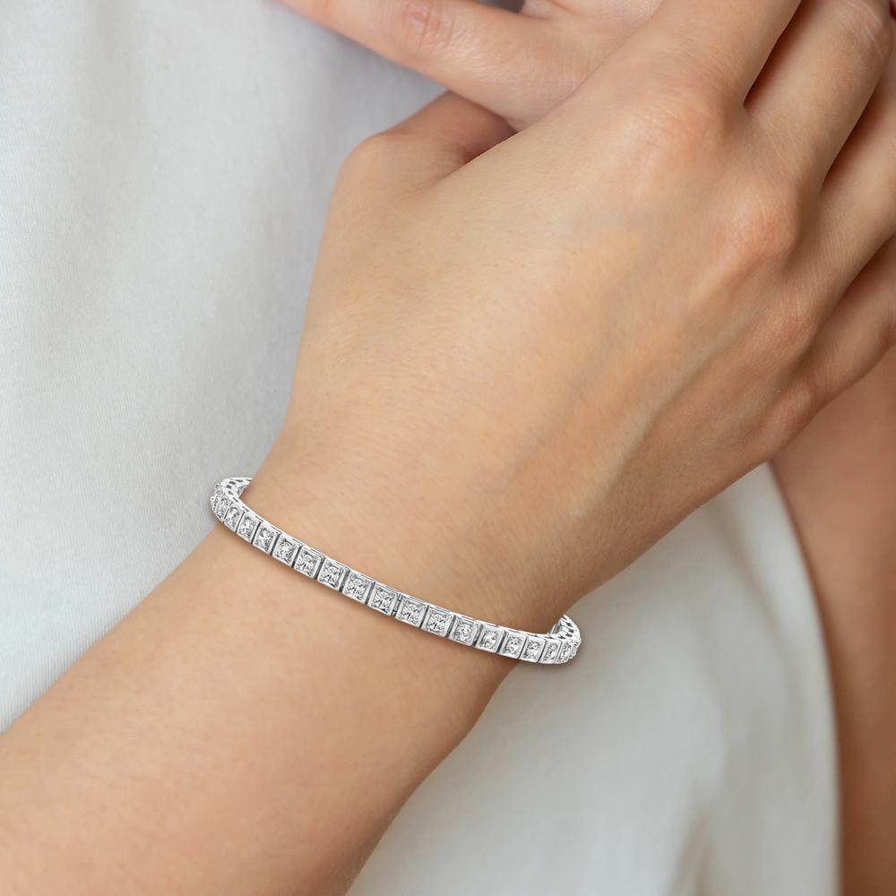 14K White Gold Tennis Bracelet with 37 Round Diamonds - 3.75 Carat Total Diamond Weight by Monteluci Fine Jewelry