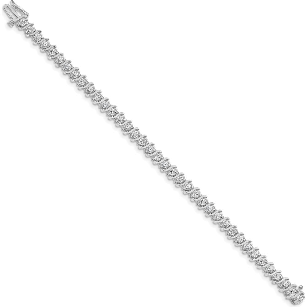 14K White Gold Tennis Bracelet with 38 Round Diamonds - 3.0mm - 3.9 Carat Total Diamond Weight by Oro Pregiato