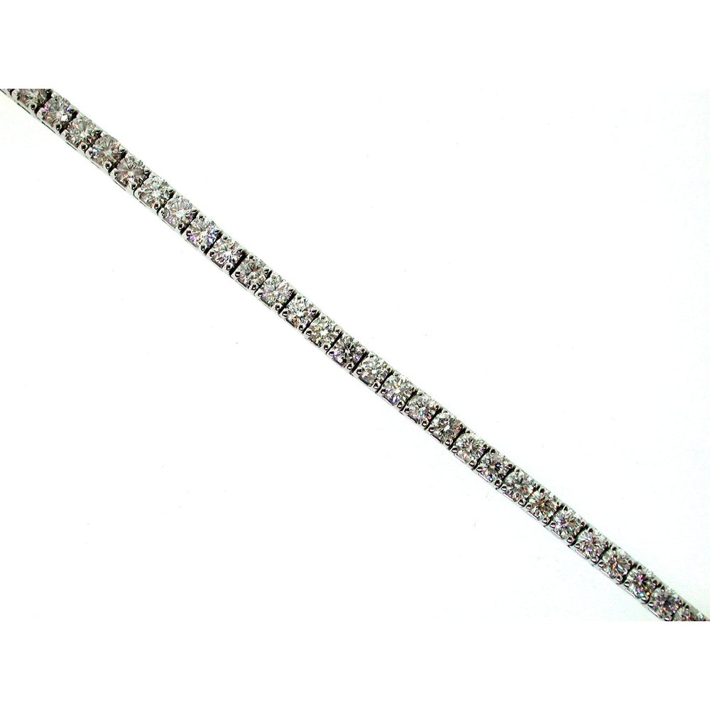 14K White Gold Tennis Bracelet with 4-Prong Set Round Brilliant Diamonds - 6.95 Carat Total Diamond Weight by Auriventus