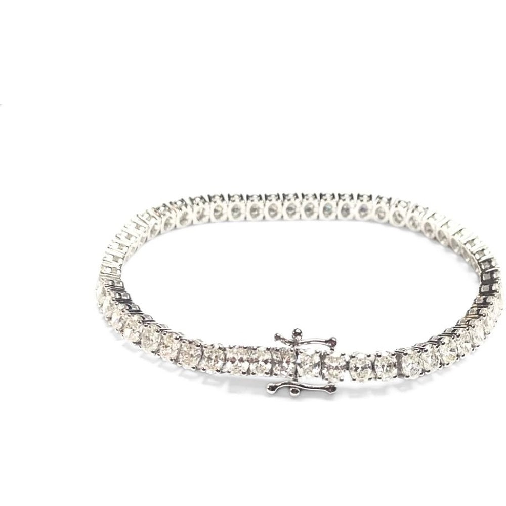14K White Gold Tennis Bracelet with 4-Prong Set Round Diamonds - 11.03 Carat Total Diamond Weight by Auriventus