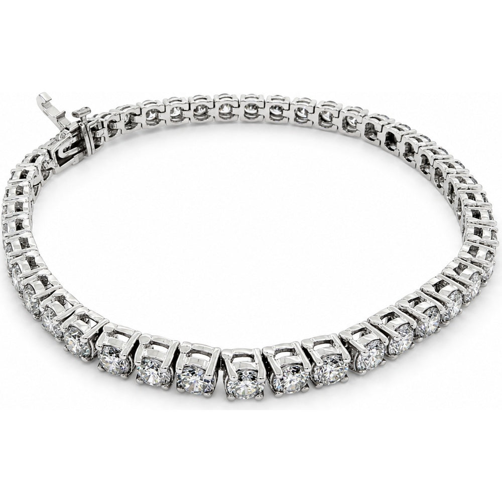 14K White Gold Tennis Bracelet with 4-Prong Set Round Diamonds - 12.06 Carat Total Diamond Weight by Auriventus