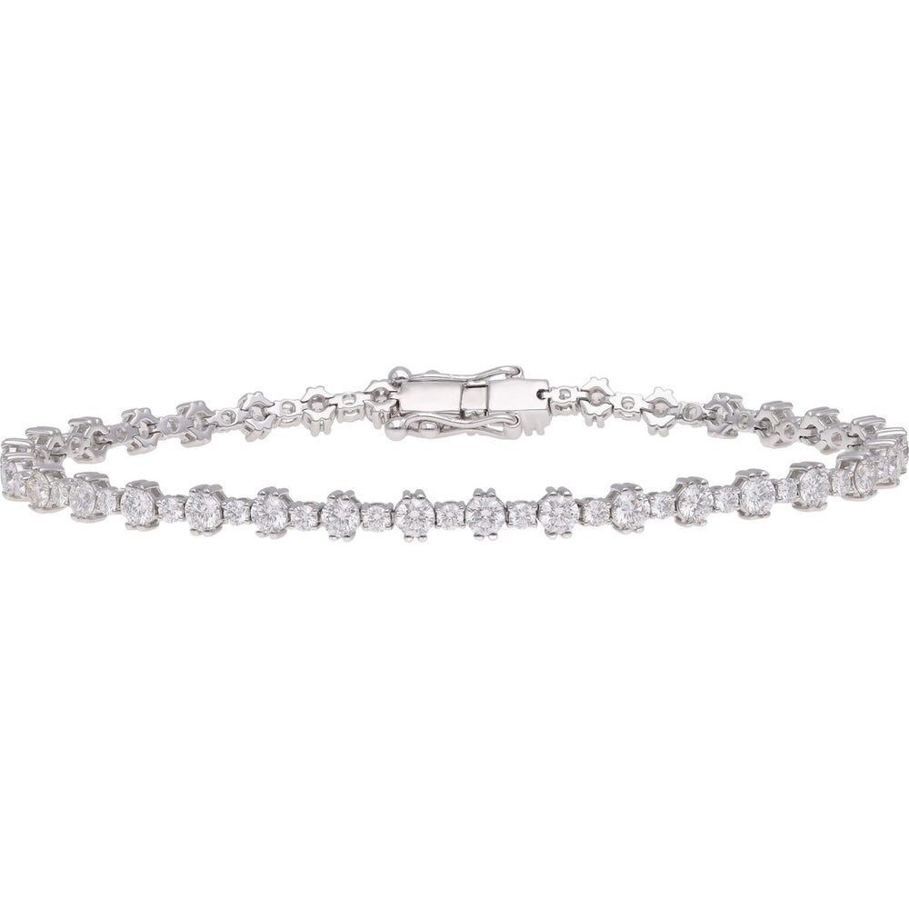 14K White Gold Tennis Bracelet with 4-Prong Set Round Diamonds - 4.52 Carat Total Diamond Weight by Auriventus